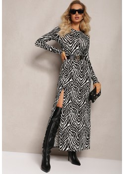 Czarna Taliowana Sukienka Maxi z Rozcięciem Junikka ze sklepu Renee odzież w kategorii Sukienki - zdjęcie 164569874
