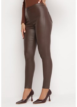 Brązowe Spodnie Skinny z Imitacji Skóry Stana ze sklepu Born2be Odzież w kategorii Spodnie damskie - zdjęcie 164574621