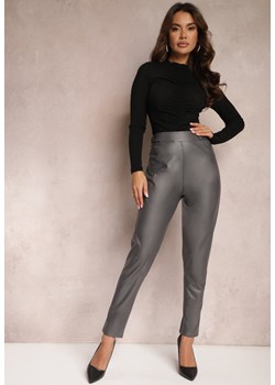 Ciemnoszare Spodnie Standard z Imitacji Skóry Tamran ze sklepu Renee odzież w kategorii Spodnie damskie - zdjęcie 164574953