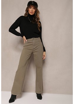 Zielone Szerokie Spodnie High Waist Inthini ze sklepu Renee odzież w kategorii Spodnie damskie - zdjęcie 164574973
