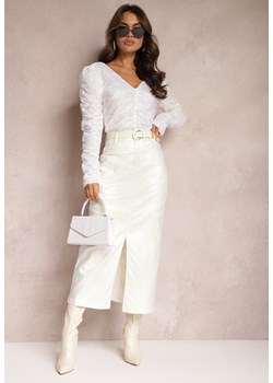 Biała Ołówkowa Spódnica z Metalicznym Połyskiem Maxi Rangsei ze sklepu Renee odzież w kategorii Spódnice - zdjęcie 164575033