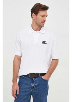 Lacoste polo bawełniane kolor biały z aplikacją ze sklepu PRM w kategorii T-shirty męskie - zdjęcie 164576440