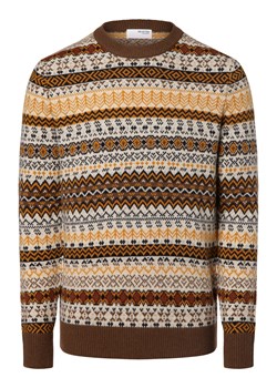 Selected Sweter męski Mężczyźni drobna dzianina brązowy wzorzysty ze sklepu vangraaf w kategorii Swetry męskie - zdjęcie 164578314