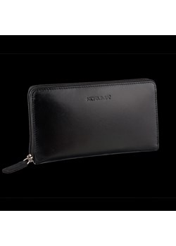 Skórzany portfel damski zapinany na zamek z ochroną RFID  (Czarny) ze sklepu Koruma ID Protection w kategorii Portfele damskie - zdjęcie 164579501