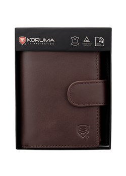 Skórzany męski zapinany portfel na karty i monety SMART RFID BLOCK (brąz) ze sklepu Koruma ID Protection w kategorii Portfele męskie - zdjęcie 164579773