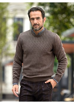 Sweter męski Kacper pod szyję - brąz - M ze sklepu Swetry Lasota w kategorii Swetry męskie - zdjęcie 164580142