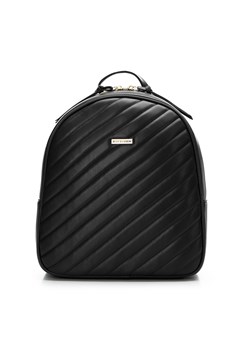 Damski plecak z ukośnie pikowanej skóry ekologicznej czarny ze sklepu WITTCHEN w kategorii Plecaki - zdjęcie 164580251