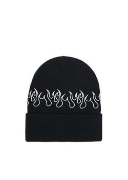 Cropp - Czarna czapka beanie z motywem ognia - biały ze sklepu Cropp w kategorii Czapki zimowe męskie - zdjęcie 164648870