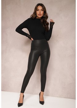 Czarne Legginsy High Waist z Gumką w Pasie Tarewal ze sklepu Renee odzież w kategorii Spodnie damskie - zdjęcie 164649583