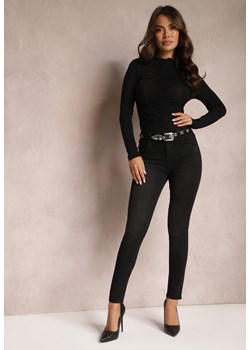 Czarne Jeansy o Fasonie Skinny z Cyrkoniami Przy Kieszeniach Aklesse ze sklepu Renee odzież w kategorii Jeansy damskie - zdjęcie 164649672