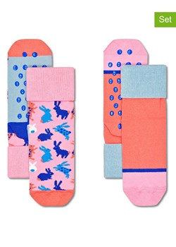 Happy Socks Skarpety antypoślizgowe (2 pary) w kolorze jasnoróżowym ze wzorem ze sklepu Limango Polska w kategorii Skarpetki dziecięce - zdjęcie 164684494