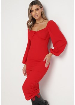 Czerwona Dopasowana Sukienka ze Ściągaczami Munnesa ze sklepu Born2be Odzież w kategorii Sukienki - zdjęcie 164687491