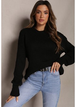 Czarny Sweter o Klasycznym Fasonie z Wełną i Ściągaczami Tuzza ze sklepu Renee odzież w kategorii Swetry damskie - zdjęcie 164687684