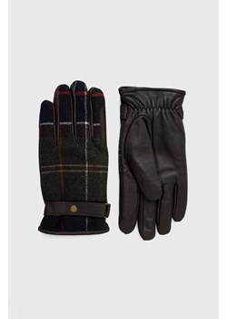 Barbour rękawiczki z domieszką wełny Newbrough Tartan Gloves kolor zielony MGL0051 ze sklepu PRM w kategorii Rękawiczki męskie - zdjęcie 164688554