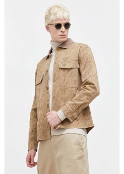 Abercrombie &amp; Fitch kurtka koszulowa kolor beżowy przejściowa oversize ze sklepu ANSWEAR.com w kategorii Kurtki męskie - zdjęcie 164692000