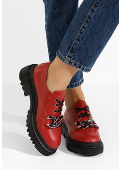 Czerwone półbuty damskie skórzane Vorea ze sklepu Zapatos w kategorii Półbuty damskie - zdjęcie 164694373