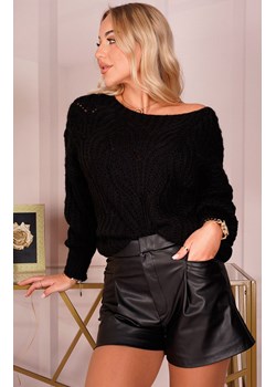 Ażurowy sweter oversize czarny Kasila, Kolor czarny, Rozmiar one size, Merribel ze sklepu Primodo w kategorii Swetry damskie - zdjęcie 164694442