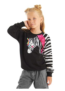 Denokids Bluza &quot;Zebra Ruffled&quot; w kolorze czarnym ze sklepu Limango Polska w kategorii Bluzy dziewczęce - zdjęcie 164696583