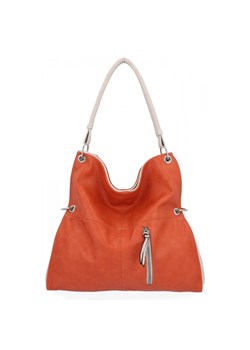 Uniwersalna Torebka Damska Shopper Bag XL firmy Hernan HB0170 Pomarańczowa ze sklepu PaniTorbalska w kategorii Torby Shopper bag - zdjęcie 164722834