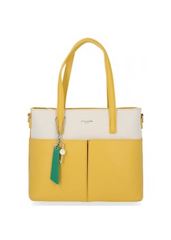 Modne Klasyczne Torebki Damskie firmy David Jones Żółta ze sklepu PaniTorbalska w kategorii Torby Shopper bag - zdjęcie 164724573