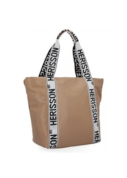 Modna Torebka Damska Shopper Bag firmy Herisson 1502H431 Ciemno Beżowa ze sklepu PaniTorbalska w kategorii Torby Shopper bag - zdjęcie 164726312