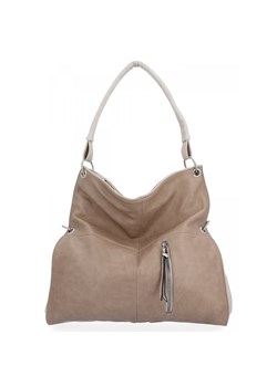 Uniwersalna Torebka damska Shopper Bag XL firmy Hernan HB0170 Ciemno Beżowa ze sklepu PaniTorbalska w kategorii Torby Shopper bag - zdjęcie 164727984