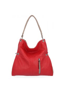 Uniwersalna Torebka Damska Shopper Bag XL firmy Hernan HB0170 Czerwona/Ciemno Beżowa ze sklepu PaniTorbalska w kategorii Torby Shopper bag - zdjęcie 164729280