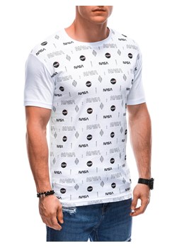 T-shirt męski z nadrukiem 1916S - biały ze sklepu Edoti w kategorii T-shirty męskie - zdjęcie 164729844
