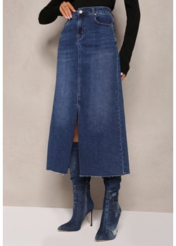 Granatowa Spódnica Maxi z Rozcięciem z Jeansu Vonuline ze sklepu Renee odzież w kategorii Spódnice - zdjęcie 164730632