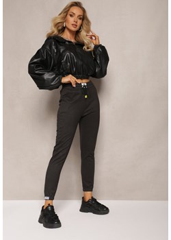 Ciemnoszare Bawełniane Spodnie Dresowe z Gumką w Pasie Gerwinns ze sklepu Renee odzież w kategorii Spodnie damskie - zdjęcie 164730684