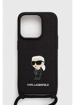 Karl Lagerfeld etui na telefon iPhone 15 Pro 6.1 kolor czarny ze sklepu ANSWEAR.com w kategorii Etui - zdjęcie 164737274