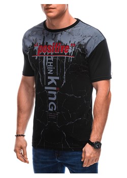 T-shirt męski z nadrukiem 1918S - czarny ze sklepu Edoti w kategorii T-shirty męskie - zdjęcie 164739062