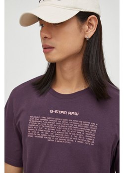 G-Star Raw t-shirt bawełniany męski kolor fioletowy z nadrukiem ze sklepu ANSWEAR.com w kategorii T-shirty męskie - zdjęcie 164741030