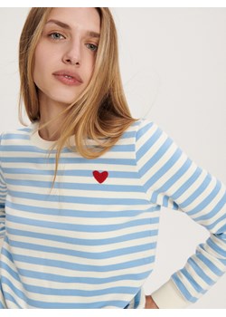 Reserved - Bluza w paski z sercem - jasnoniebieski ze sklepu Reserved w kategorii Bluzy damskie - zdjęcie 164754371