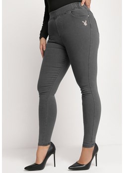 Szare Spodnie Skinny z Wysokim Stanem Naravatte ze sklepu Born2be Odzież w kategorii Spodnie damskie - zdjęcie 164789101