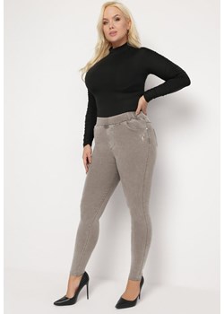 Beżowe Spodnie Skinny z Wysokim Stanem Naravatte ze sklepu Born2be Odzież w kategorii Spodnie damskie - zdjęcie 164789151