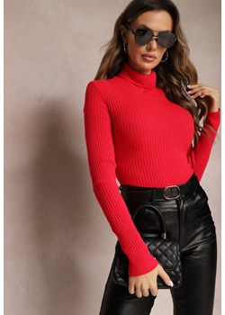 Czerwony Klasyczny Golf z Prążkowanego Materiału Belikorre ze sklepu Renee odzież w kategorii Swetry damskie - zdjęcie 164789842
