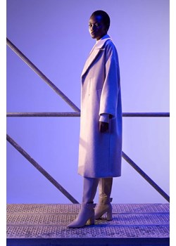 Answear Lab płaszcz wełniany kolor beżowy  oversize ze sklepu ANSWEAR.com w kategorii Płaszcze damskie - zdjęcie 164790443