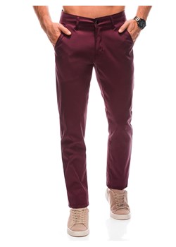 Spodnie męskie chino 1419P - bordowe ze sklepu Edoti w kategorii Spodnie męskie - zdjęcie 164793460