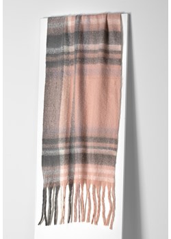 Jasnoróżowy szal w kratę z frędzlami ze sklepu Molton w kategorii Szaliki i chusty damskie - zdjęcie 164793994