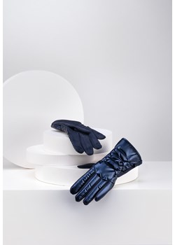 Granatowe rękawiczki z pikowaniem ze sklepu Molton w kategorii Rękawiczki damskie - zdjęcie 164794071