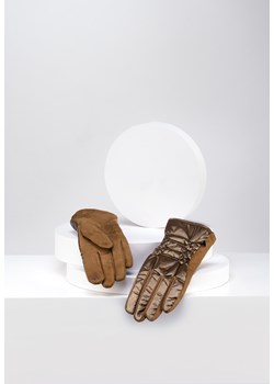 Brązowe rękawiczki z pikowaniem ze sklepu Molton w kategorii Rękawiczki damskie - zdjęcie 164794082