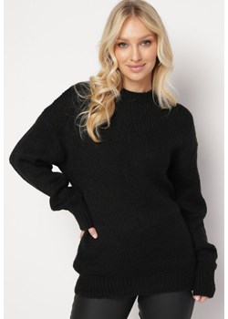 Czarny Klasyczny Sweter z Wełną Wykończony Ściągaczami Susa ze sklepu Born2be Odzież w kategorii Swetry damskie - zdjęcie 164797214