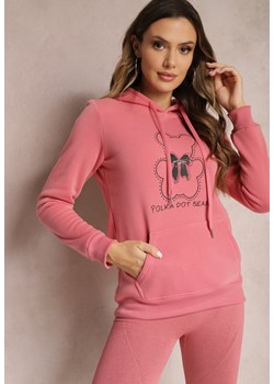 Różowa Bluza Kangurka ze Ściągaczami z Nadrukiem i Polarem Simunsa ze sklepu Renee odzież w kategorii Bluzy damskie - zdjęcie 164797574