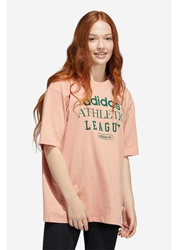 adidas Originals t-shirt bawełniany kolor różowy wzorzysty HL0038 ze sklepu PRM w kategorii Bluzki damskie - zdjęcie 164797753