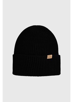 Woolrich czapka wełniana kolor czarny z cienkiej dzianiny wełniana ze sklepu PRM w kategorii Czapki zimowe damskie - zdjęcie 164797774