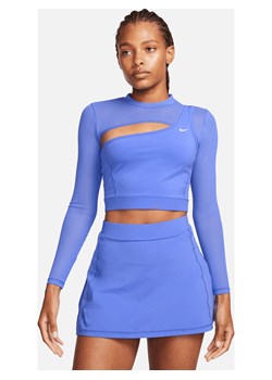 Damska koszulka z długim rękawem o krótkim kroju Nike Pro - Niebieski ze sklepu Nike poland w kategorii Bluzki damskie - zdjęcie 164801964