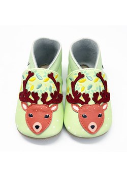 Lait et Miel Skórzane buty &quot;Reindeer&quot; w kolorze jasnozielonym do raczkowania ze sklepu Limango Polska w kategorii Kapcie dziecięce - zdjęcie 164804070