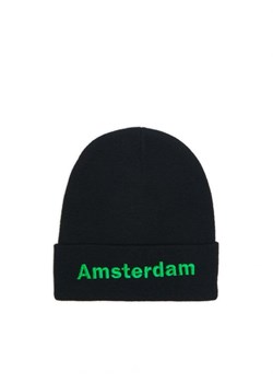 Cropp - Czarna czapka beanie z napisem - zielony ze sklepu Cropp w kategorii Czapki zimowe męskie - zdjęcie 164811462
