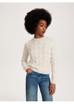 Reserved - Sweter o warkoczowym splocie - kremowy ze sklepu Reserved w kategorii Swetry damskie - zdjęcie 164874451
